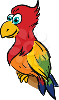 Cute smiling colorful parrot vector illustration on white background 