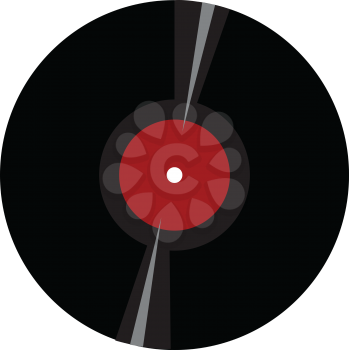 Simple vector illustration of a black vinyl record on white background 