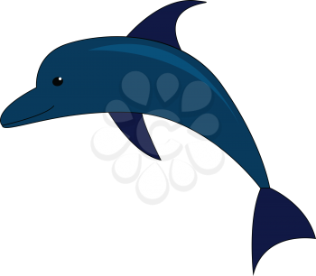 Vector illustration of a blue dolphin on white background 