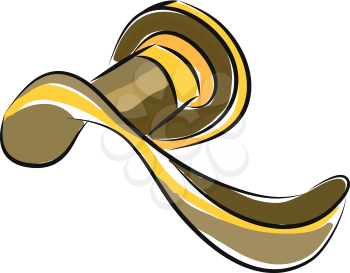 Vector illustration on white background of a golden door handle 