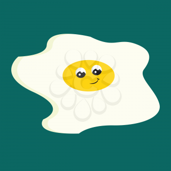 Vector illustration of a happy egg on turquoise background 