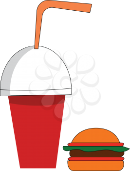 Soda cup and burger vector illustration on white background 