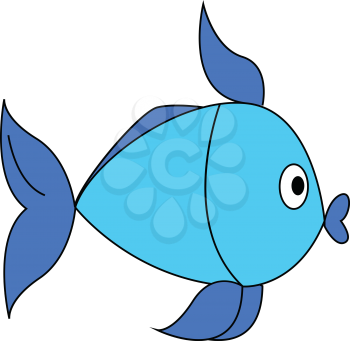 Blue and light blue fish vector illustration on white background 