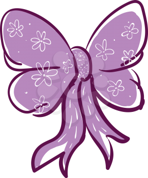 Violet ribbon with white flowers vector illustration on white background 
