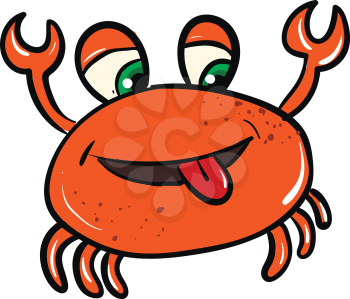 Vector illustration of funny orange smiling crab on white background 