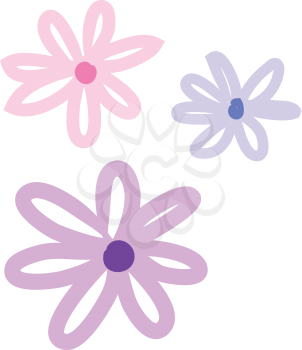A doodle of several flowers vector color drawing or illustration