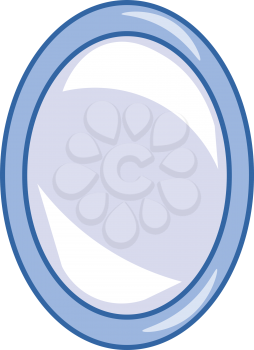 A blue oval mirror vector color drawing or illustration