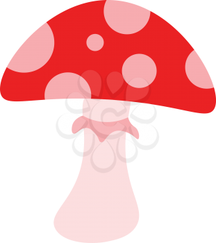 A red spotted mushroom vector color drawing or illustration