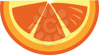 A semi-circular piece of orange vector color drawing or illustration