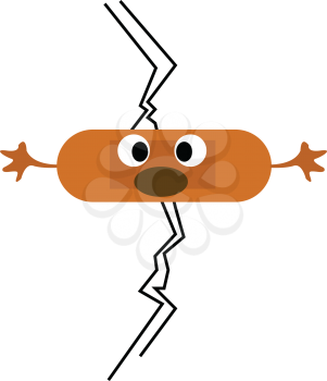 A cartoon of a patch covered with a shocked looking bandage vector color drawing or illustration