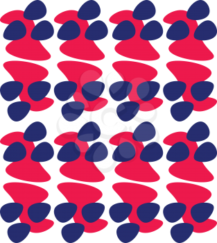 A red and blue pattern arranged in a series vector color drawing or illustration