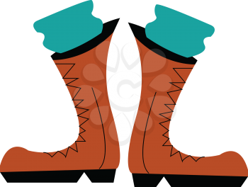 A pair of brown cowboy boots worn by a person with green pants vector color drawing or illustration