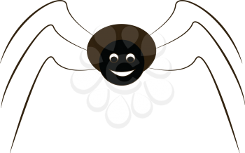 A cartoon of a black spider with six legs looking happy vector color drawing or illustration