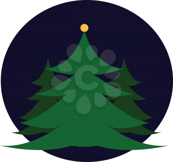 A drawing of many christmas trees during the time of night vector color drawing or illustration