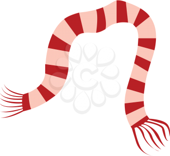 Red and pink striped knitted  scarf vector illustration on white background