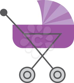 Vitage pink baby stroller vector illustration on white background