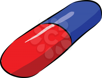 Red and blue medicine pill vector illustration on white background