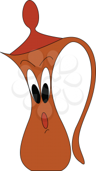 Cartoon of a suprised orange teapot vector illustration on white background