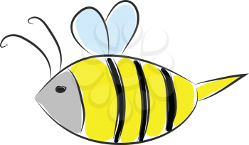 Simple cartoon of a black and yellow bee vector illustration on white background