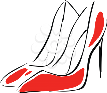 Pair of red high heel shoes illustration basic RGB vector on white background