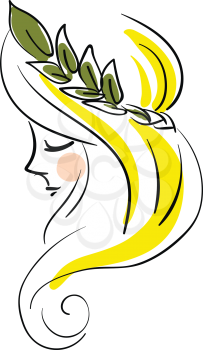 Woman wearing leaf profile illustration basic RGB vector on white background