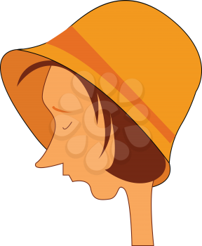 Profile of a woman wearing yellow hat print vector on white background