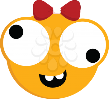 Face of a yellow monster with a bow print vector on white background