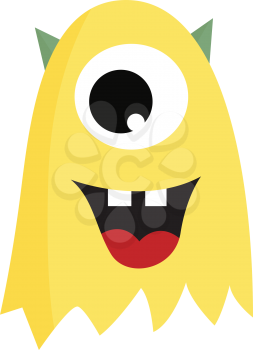 Yellow monster with one eye and horns print vector on white background