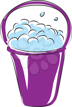 Cartoon purple bucket of soap vector illustration on white background