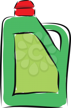 Cartoon green canister of acid vector illustration on white background