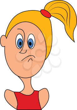 Angry cartoon blonde girl vector illustration on white background