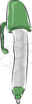 Simple cartoon green pen vector illustration on white background