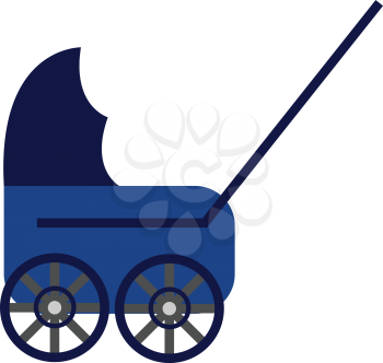 Blue baby carriage vector illustration on white background