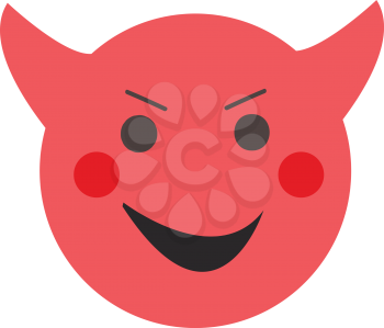 Simple red devil emoji vector illustration on white background