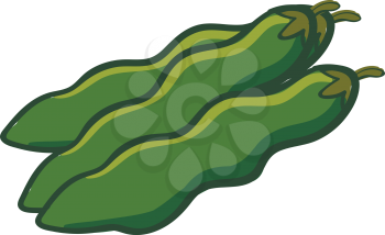 Three green beans vector illustration on white background