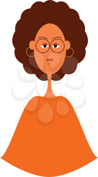 Beautiful curly cartoon girl vector illustration on white background