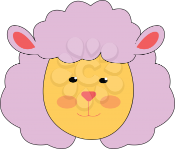 Pretty pink lamb vector illustration on white background
