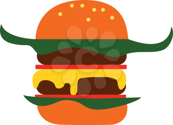 Simple cartoon big burger vector illustration on white background