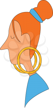 Cartoon girl with big earrings vector illustration on white background