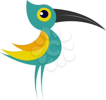 Little green bird vector illustration on white background