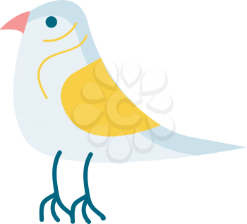 Bird with yellow wing vector illustration on white background