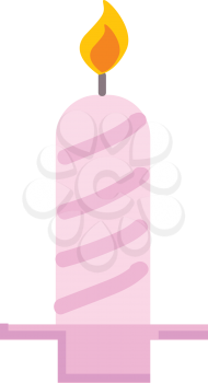 Little pink birthday candle vector illustration on white background