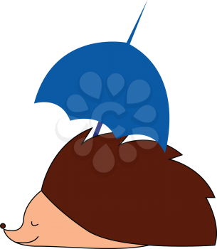 Hedgehog with umbrella illustration vector on white background