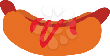 Hot dog with ketchup illustration vector on white background