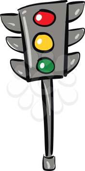 Cartoon traffic lightillustration vector on white background