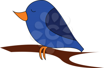 Little blue birdillustration vector on white background