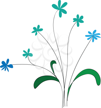Little blue flowersillustration vector on white background