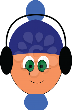 Little boy with blue hat and headphonesillustration vector on white background