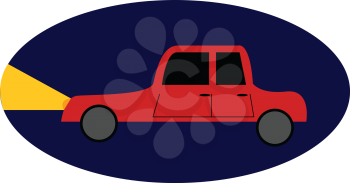 Red car with lights onillustration vector on blue background