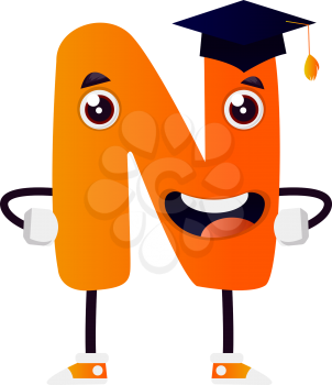 Orange letter N vector illustration on white background